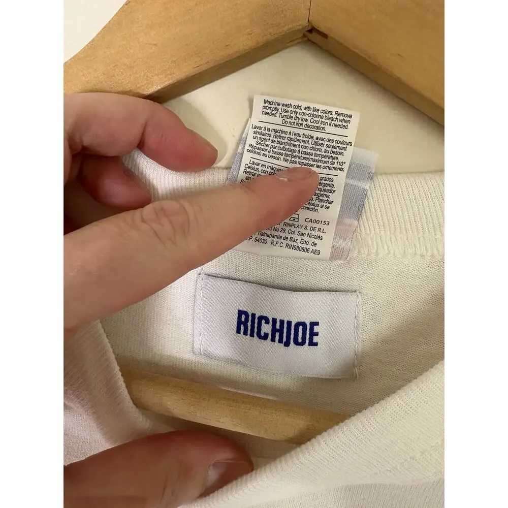 Champion Richjoe Mens Size Small White T-Shirt Upcycle Pocket Dior Oblique - Picture 6 of 9